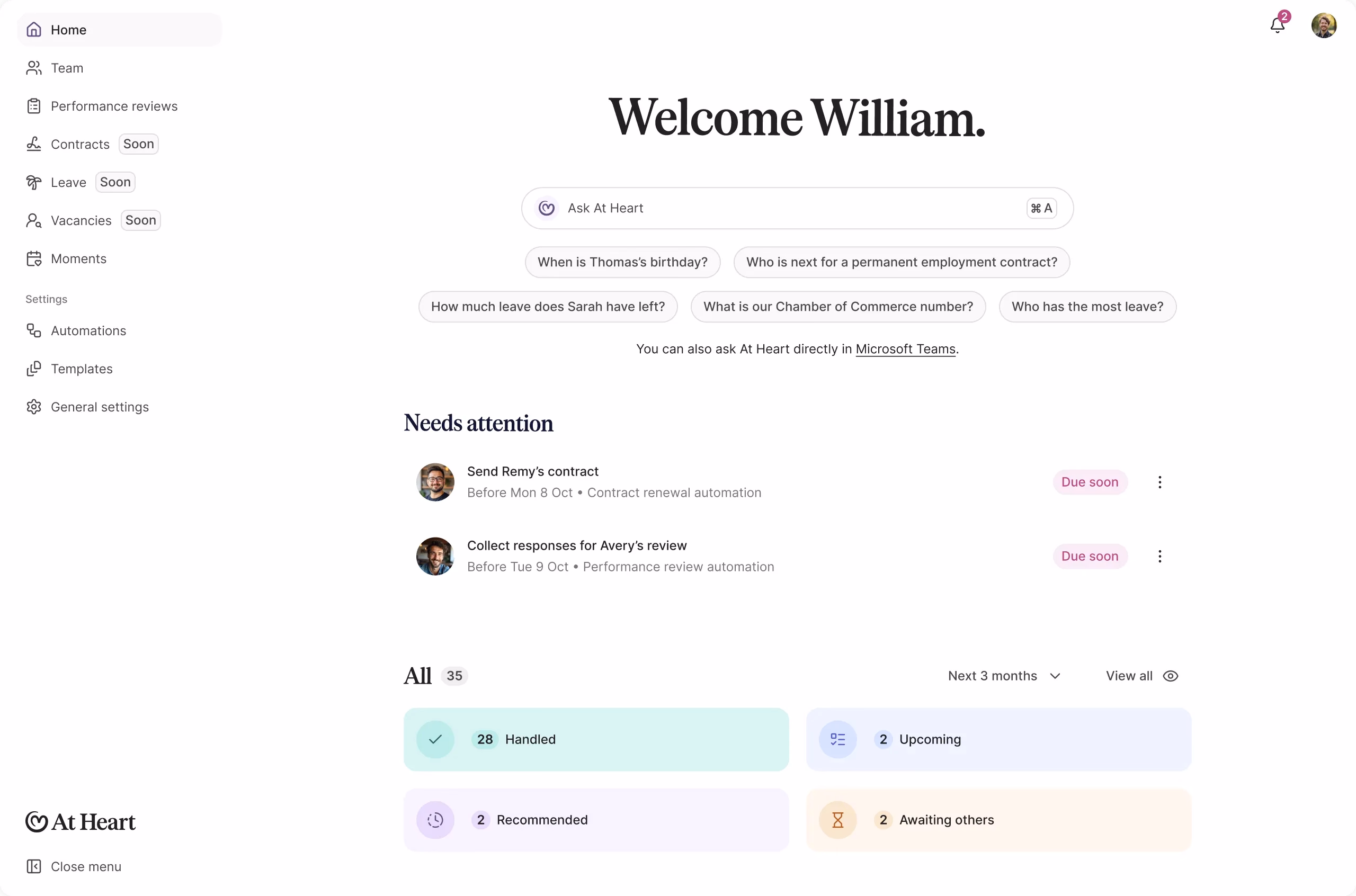 At Heart dashboard preview