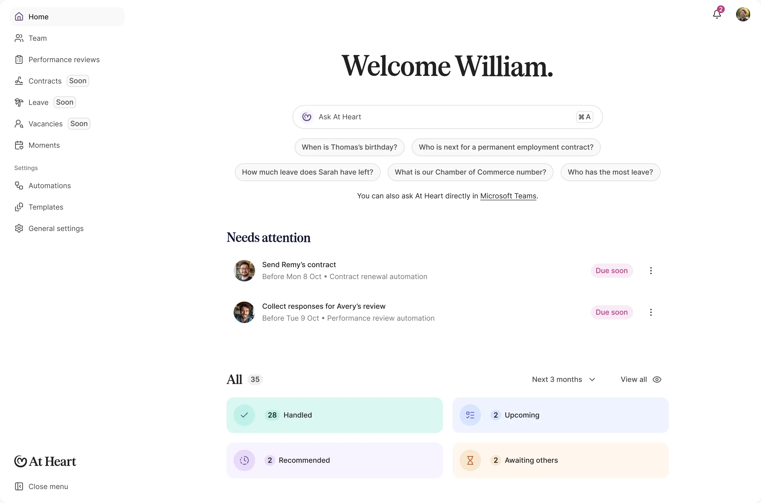 At Heart dashboard preview